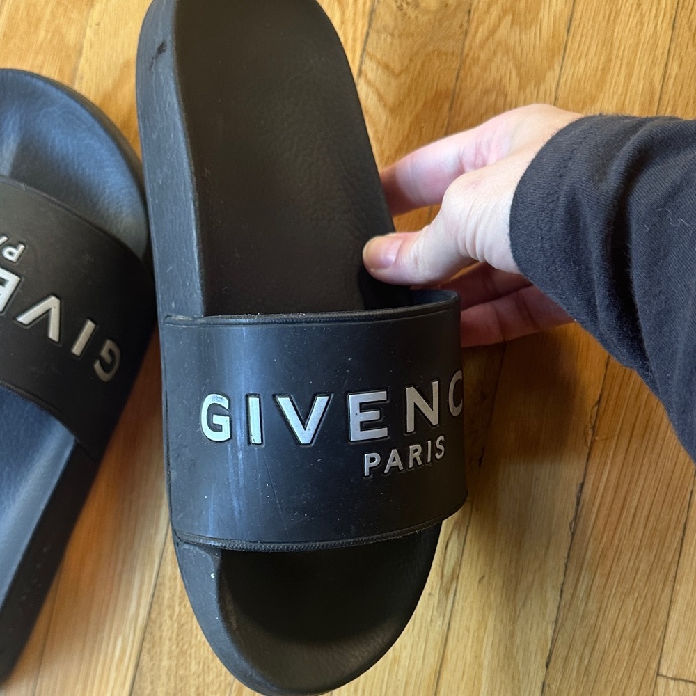 Givenchy Black Slide Sandals with White Logo - Picture 3 of 7